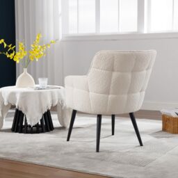Home Source Armchair Boucle Cream Teddy Fur Living Room Home Accent Occassional - thumbnail 4