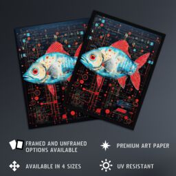 Artery8 Wall Art Print Gods Blue Fish Unclassified Creation Files Robot Hybrid Secret Military Schematic Futuristic Arcane Manuscript Gift For Him - thumbnail 2