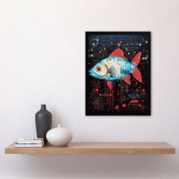 Artery8 Wall Art Print Gods Blue Fish Unclassified Creation Files Robot Hybrid Secret Military Schematic Futuristic Arcane Manuscript Gift For Him - thumbnail 4