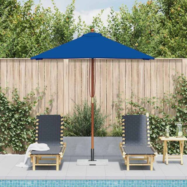 Berkfield Home Outdoor Parasol with Wooden Pole Blue 150x200 cm - image 1