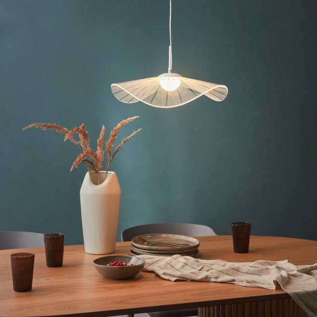 Wyld and Coco Wavy Pendant LED Lamp White Metal with Acrylic Shade - image 1