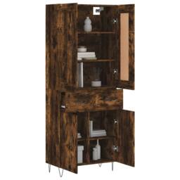 Berkfield Home Highboard Smoked Oak 69.5x34x180 cm Engineered Wood in Brown - thumbnail 3