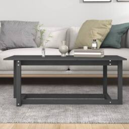 Berkfield Home Coffee Table Grey 110x55x45 cm Solid Wood Pine - Size: 110 x 55 x 45 cm - thumbnail 5