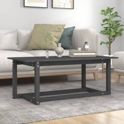 Berkfield Home Coffee Table Grey 110x55x45 cm Solid Wood Pine - Size: 110 x 55 x 45 cm - thumbnail 2