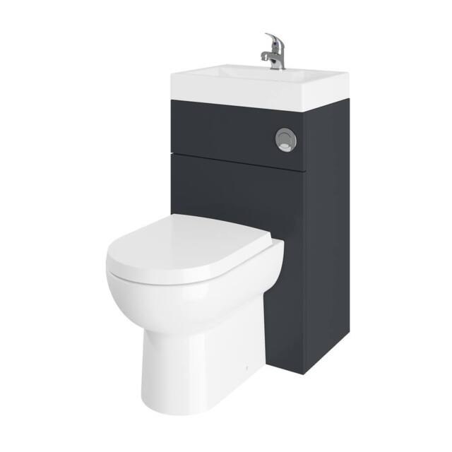 Balterley Bathroom 2 in 1 Basin & WC Toilet Unit - 500 x 355mm, Dark Grey