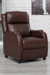 More4Homes Churwell Bonded Leather Pushback Recliner Armchair Sofa Cinema Chair in Brown