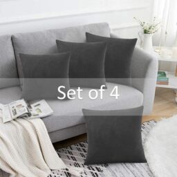 Luxury Living Set of 4 Velvet Chenille Cushions 45cm x 45cm with Removable Covers & Plush Pads - Soft, Stylish Home Décor - Size: 45 cm x 45 cm - thumbnail 2