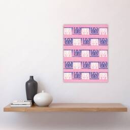 "Artery8 Pink Blue Geometric Pattern Vintage Japan Wall Art Print Korin - Size: W12"" x H16""" - thumbnail 4