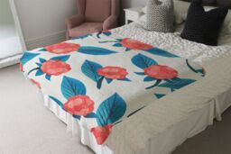 Benjamin Tate Design Watercolour Floral Pattern Blanket in Natural - Size: 120 cm x 150 cm - thumbnail 3