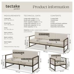 tectake Garden Furniture Comosa in Brown - Size: 6 Person - thumbnail 6