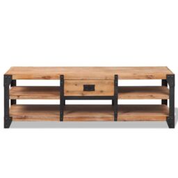 Berkfield Home TV Stand Solid Acacia Wood 140x40x45 cm in Brown - Size: 140 x 40 x 45 cm - thumbnail 2