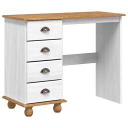 "Berkfield Home Desk ""ASKIM"" with Drawers White 95x40x75 cm Solid Wood Pine - Size: 95 x 40 x 75 cm" - thumbnail 5