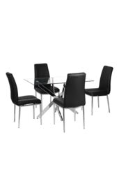 Living and Home 70cmD Stylish Tempered Glass Coffee Table Rectangular Dining Table with Chrome Cross Legs in Clear - thumbnail 3