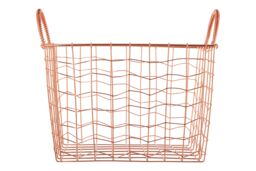 Orsina Stylish Wavy Grid Recatngular Wire Basket, Functional Wireframe Basket For Kitchen, High Quality Basket in Gold