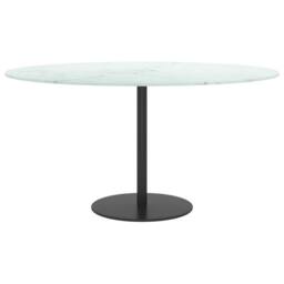 Berkfield Home Table Top White Ã˜80x1 cm Tempered Glass with Marble Design - Size: 80x1 cm - thumbnail 3