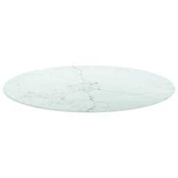 Berkfield Home Table Top White Ã˜80x1 cm Tempered Glass with Marble Design - Size: 80x1 cm - thumbnail 2