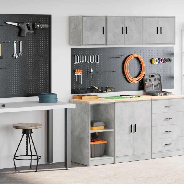 Berkfield Home Garage Cabinets 2 pcs Concrete Grey Engineered Wood - image 1