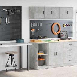 Berkfield Home Garage Cabinets 2 pcs Concrete Grey Engineered Wood - thumbnail 1
