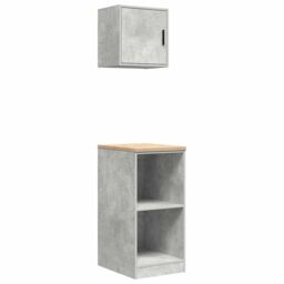 Berkfield Home Garage Cabinets 2 pcs Concrete Grey Engineered Wood - thumbnail 2