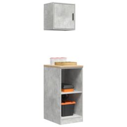 Berkfield Home Garage Cabinets 2 pcs Concrete Grey Engineered Wood - thumbnail 4