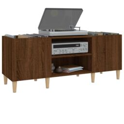 Berkfield Home Record Cabinet Brown Oak 121x38x48 cm Engineered Wood - Size: 121 x 38 x 48 cm - thumbnail 4
