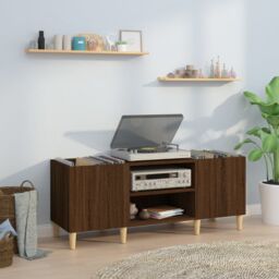 Berkfield Home Record Cabinet Brown Oak 121x38x48 cm Engineered Wood - Size: 121 x 38 x 48 cm - thumbnail 1