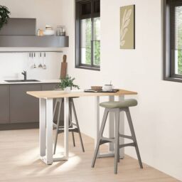 Berkfield Home Bar Table Legs T-Shaped¬†2 pcs White 50x35x(90-91) cm Steel - thumbnail 2