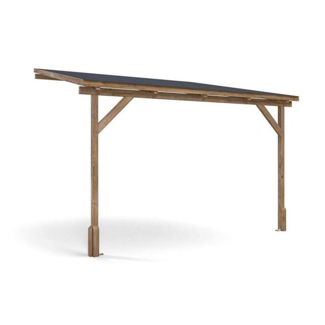 Dunster House Lean To Wooden Gazebo Wall Mounted 3m x 3m with Super Felt - Utopia in Brown - image 1
