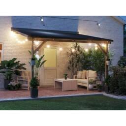 Dunster House Lean To Wooden Gazebo Wall Mounted 3m x 3m with Super Felt - Utopia in Brown - thumbnail 4