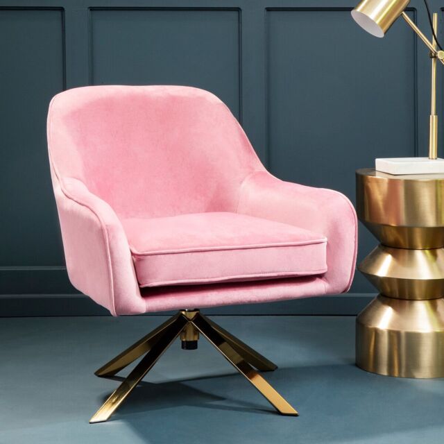 Orsina Pink Velvet Arm Chair, Luxury Velvet Upholstered Accent Chair, Comfortable Armchair for Home, Office - image 1