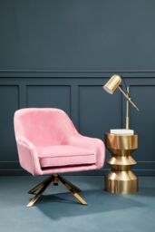 Orsina Pink Velvet Arm Chair, Luxury Velvet Upholstered Accent Chair, Comfortable Armchair for Home, Office - thumbnail 2