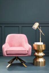 Orsina Pink Velvet Arm Chair, Luxury Velvet Upholstered Accent Chair, Comfortable Armchair for Home, Office - thumbnail 3