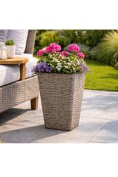 KDMD Grey Rattan Effect Tall Planter 45cm - thumbnail 3