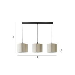 ValueLights Hallie Linen Stripe Drum Shade 3 Way Black Diner Ceiling Pendant Light in Natural - thumbnail 7