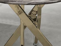 FurnitureboxUK Novara Round Marble Effect Glass Top Side Table With Gold Metal Starburst Legs in Grey - thumbnail 4