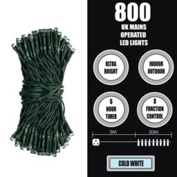VFM e-Store Christmas Lights 800 LED 20m Xmas Tree Fairy Cool in White - thumbnail 2