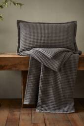 Pineapple Elephant 'Jaipur Chunky Waffle' Cotton Cushion in Grey - Size: 30 cm x 50 cm - thumbnail 3