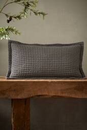 Pineapple Elephant 'Jaipur Chunky Waffle' Cotton Cushion in Grey - Size: 30 cm x 50 cm