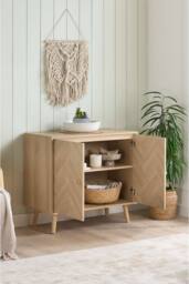 Birlea Herringford 2 Door Sideboard Storage Cabinet Oak Parquet Design in Light Oak - thumbnail 2