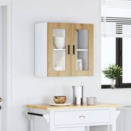 Berkfield Home Kitchen Wall Cabinet with Glass Door Porto Artisan Oak in Brown - thumbnail 4