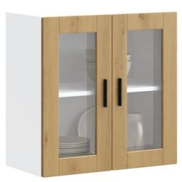 Berkfield Home Kitchen Wall Cabinet with Glass Door Porto Artisan Oak in Brown