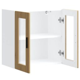 Berkfield Home Kitchen Wall Cabinet with Glass Door Porto Artisan Oak in Brown - thumbnail 6