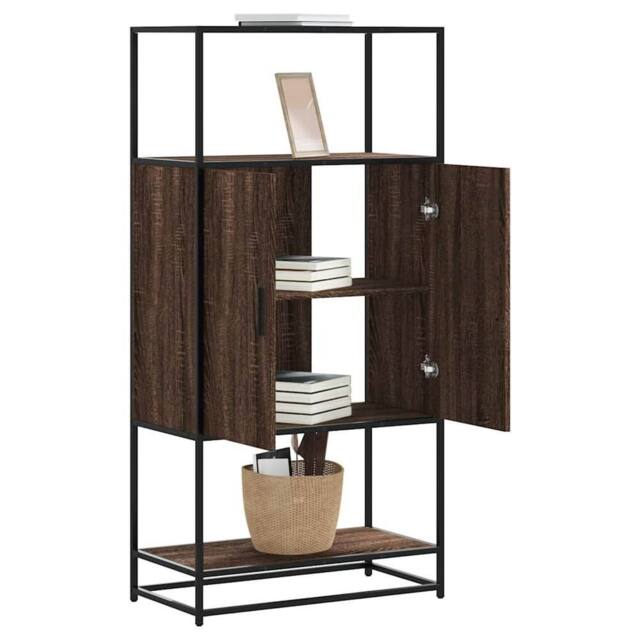 Berkfield Home Highboard Brown Oak 68x35x139 cm Engineered Wood & Metal - Size: 68 x 35 x 139 cm - image 1