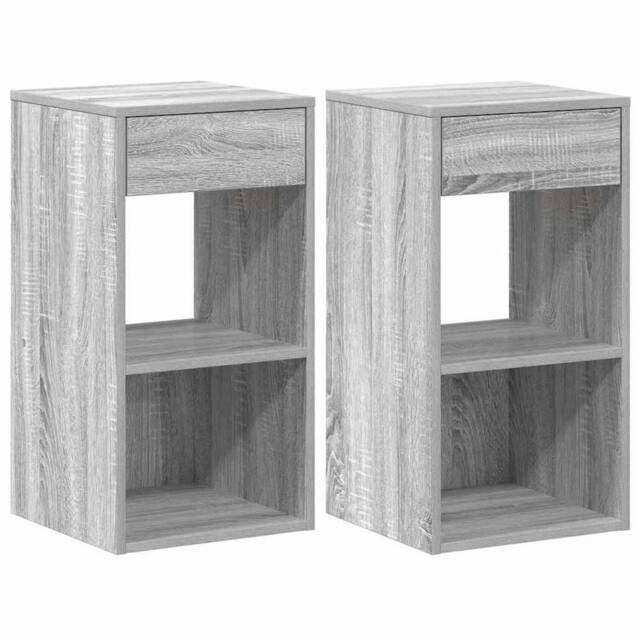 Berkfield Home Bedside Cabinets with Drawer 2 pcs Grey Sonoma 35x34x66.5 cm - image 1