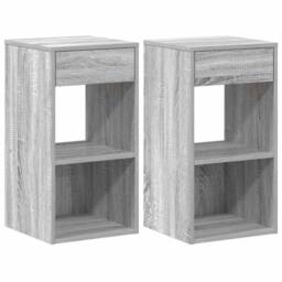 Berkfield Home Bedside Cabinets with Drawer 2 pcs Grey Sonoma 35x34x66.5 cm - thumbnail 1