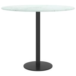Berkfield Home Table Top White Ã˜50x0.8 cm Tempered Glass with Marble Design - Size: 50x0.8 cm - thumbnail 3