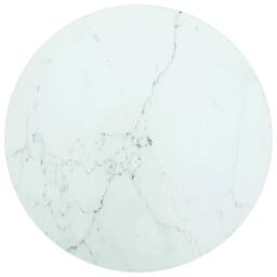 Berkfield Home Table Top White Ã˜50x0.8 cm Tempered Glass with Marble Design - Size: 50x0.8 cm