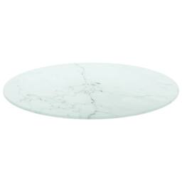 Berkfield Home Table Top White Ã˜50x0.8 cm Tempered Glass with Marble Design - Size: 50x0.8 cm - thumbnail 2