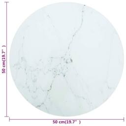 Berkfield Home Table Top White Ã˜50x0.8 cm Tempered Glass with Marble Design - Size: 50x0.8 cm - thumbnail 4