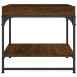 Berkfield Home Coffee Table Brown Oak 49.5x49.5x45 cm Engineered Wood - thumbnail 5